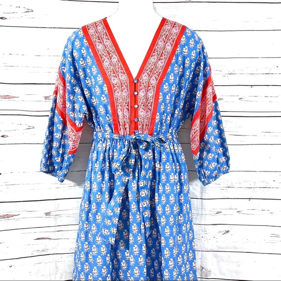 J. Crew Women’s V Neck Cover Up Dress In Classic Block Print Beachwear Size S - Picture 2 of 10